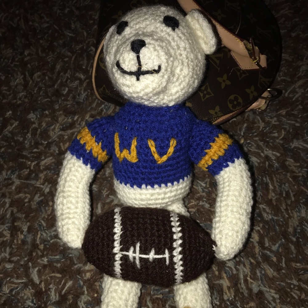 Custom Crocheted Plus WV Football Bear